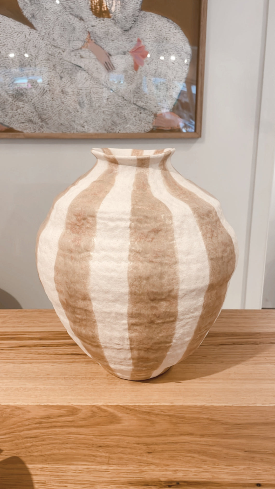 Rayas Ceramic Vase - Taupe