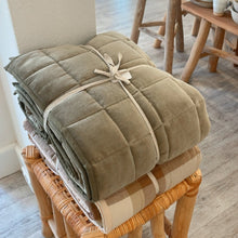 Load image into Gallery viewer, Vera Quilted Velvet Throw | Olive
