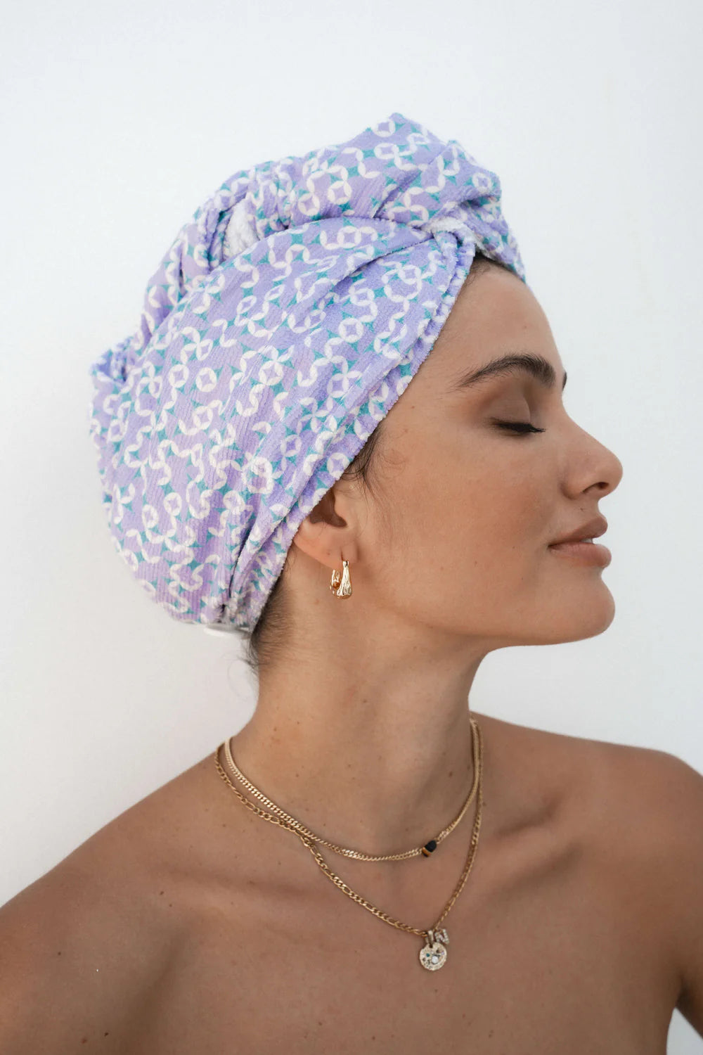 RIVA Hair Towel Wrap | Lavender Geo