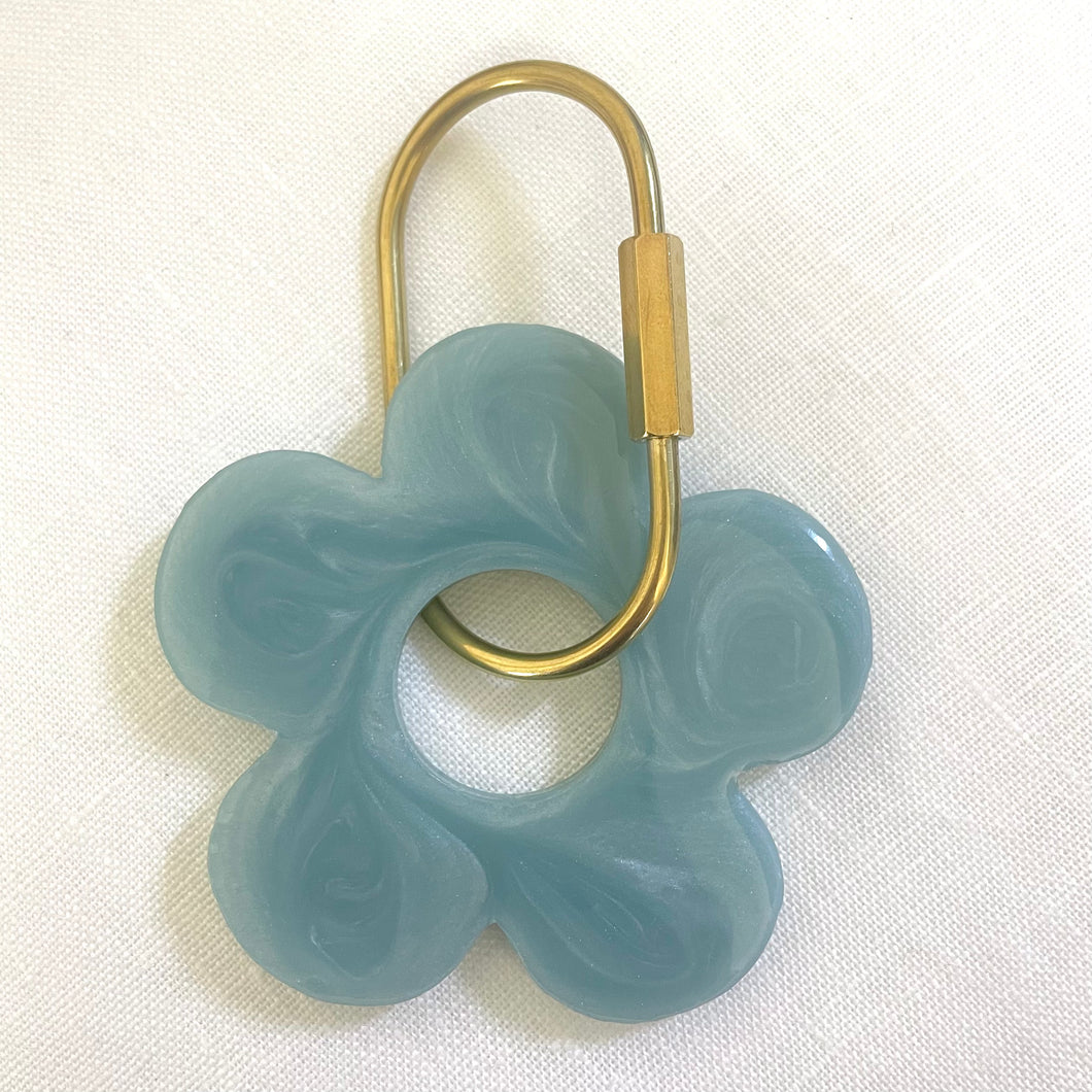 Handmade Daisy Keyring |  Blue