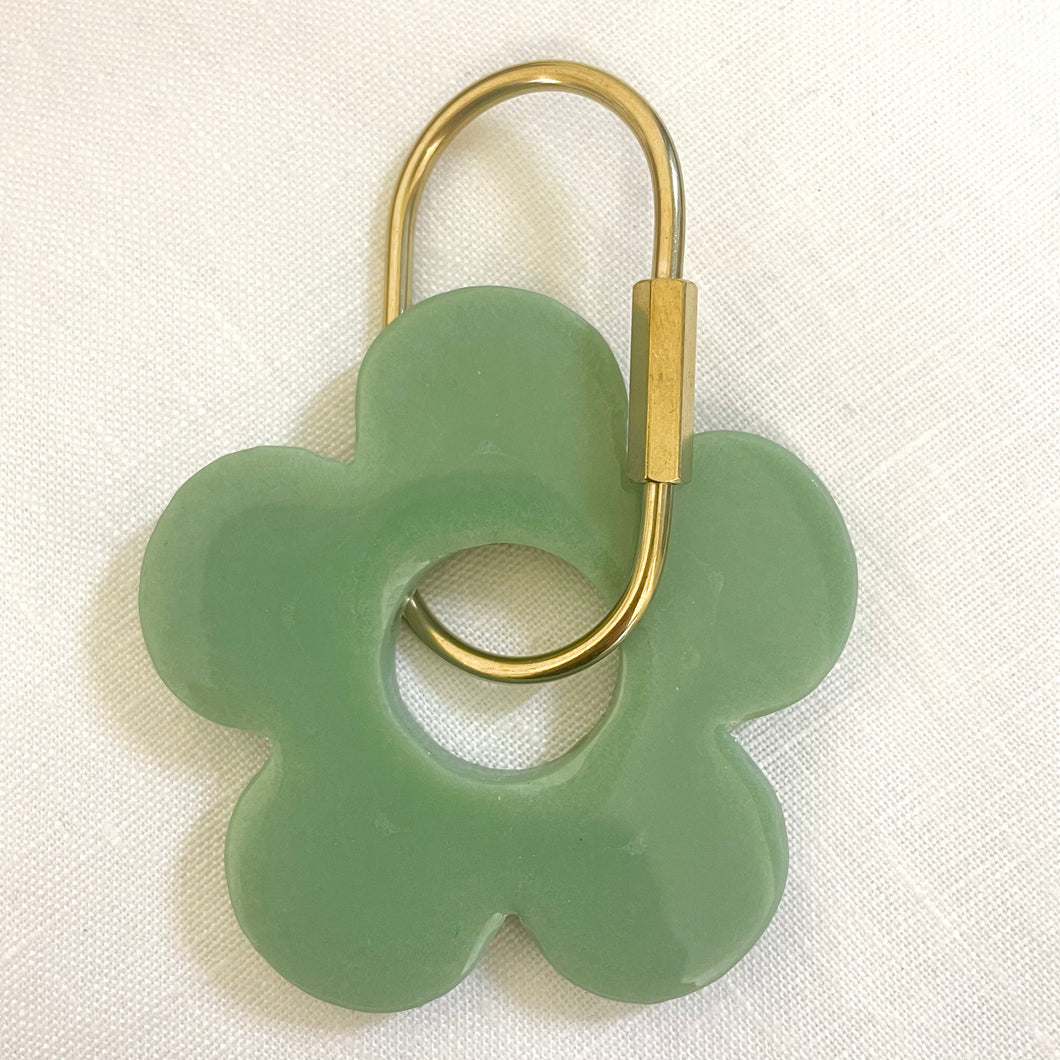 Handmade Daisy Keyring | Light Green