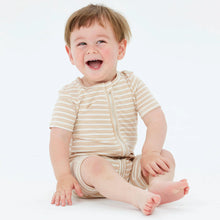 Load image into Gallery viewer, Day or Night Onesie Short Sleeve | Neutral Stripe
