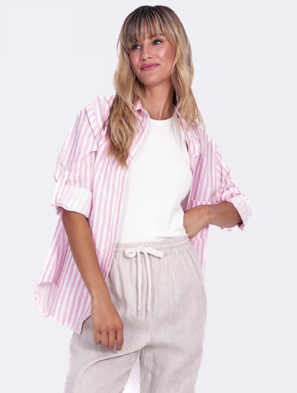 Adele Shirt | Pink Stripe